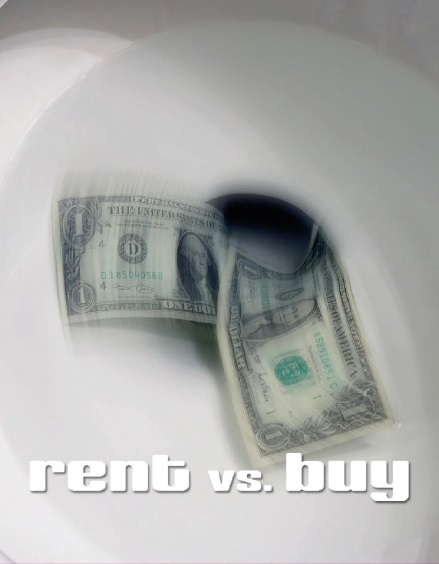 Image of money down the toilet rent vs. buy a home