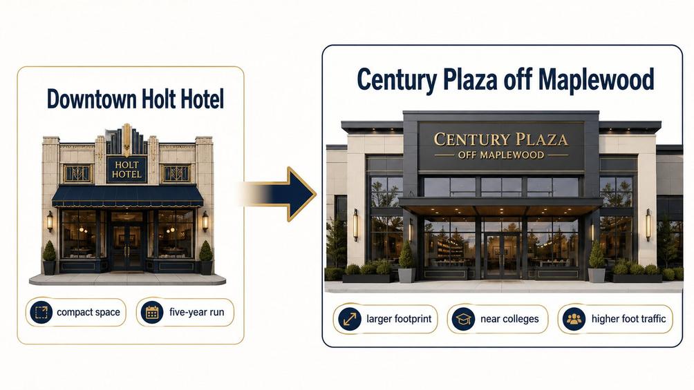 Comparison of OG Cellars downtown location versus the larger Century Plaza tasting room.