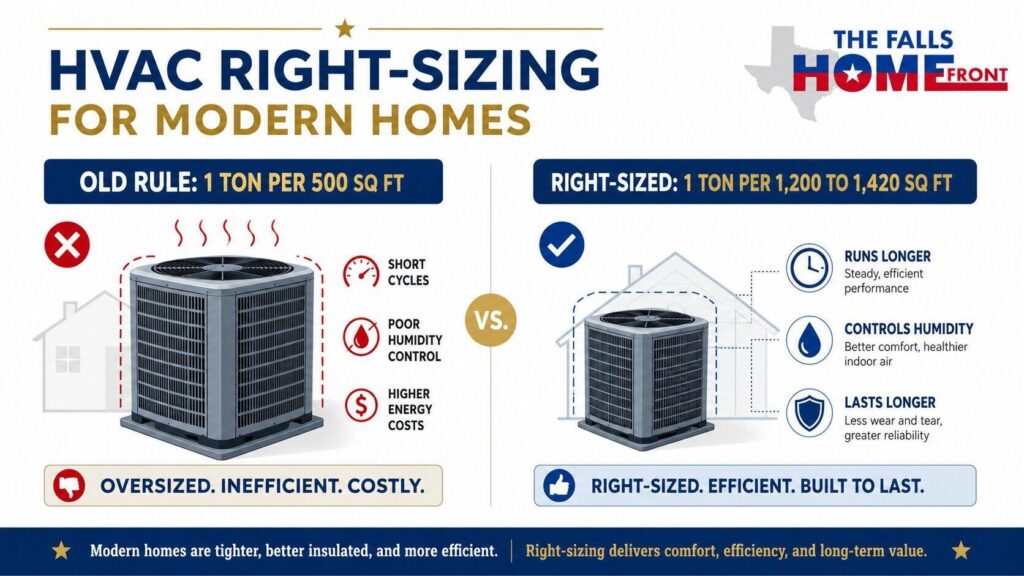 Oversized HVAC rule versus right-sized cooling for a tight, high-performance home.