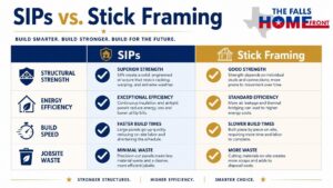 Structural insulated panels compared to stick framing on strength, efficiency, speed, and waste.