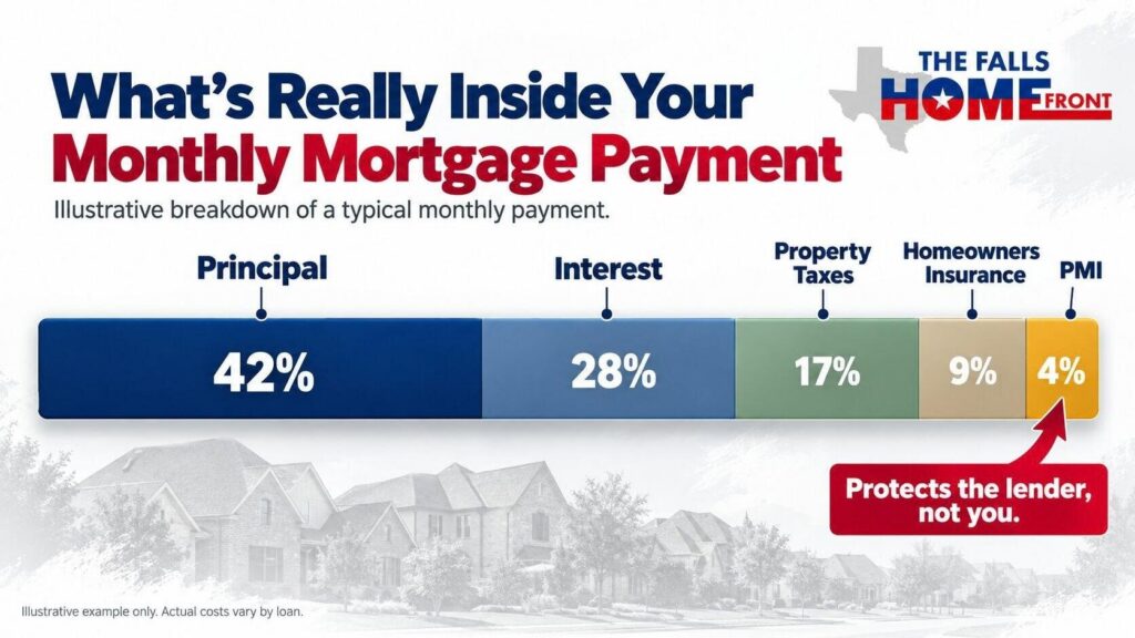 Infographic showing private mortgage insurance costs inside a monthly mortgage payment